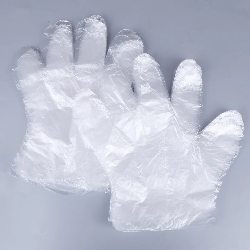 100 шт./компл. одноразовые прозрачные перчатки пластиковые для ресторанной чистки