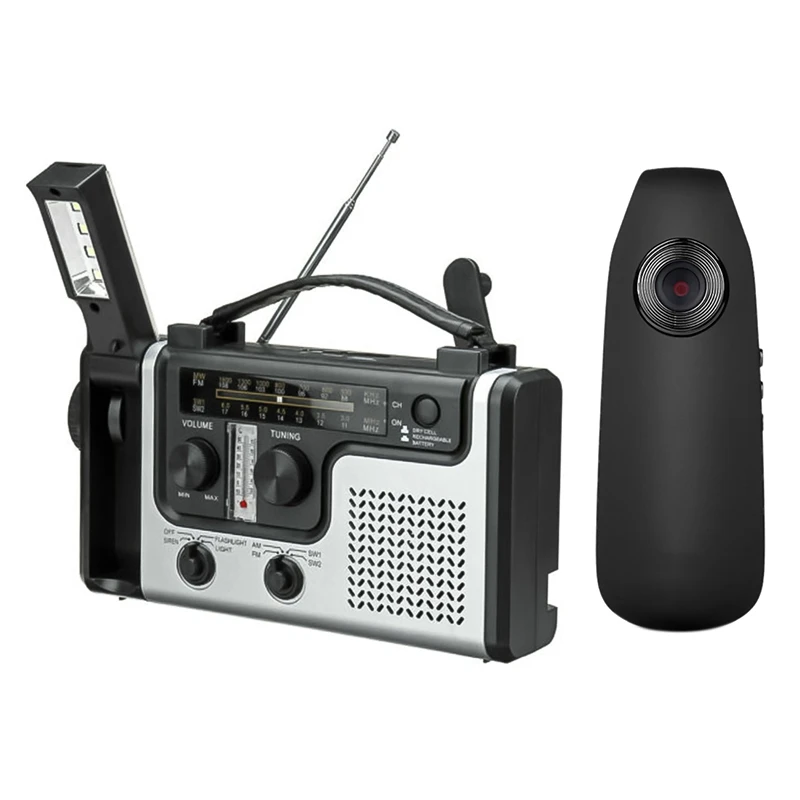 

Outdoor Multifunctional Solar Radio Portable FM / AM Radio & 1080P HD Video Camera Portable Mini Camera Night Vision