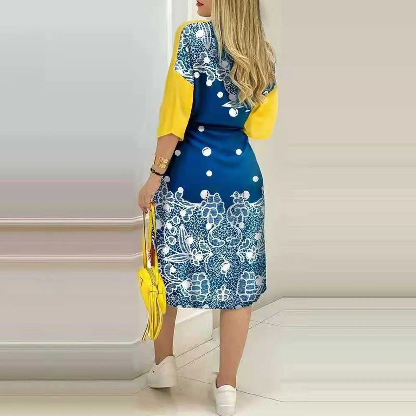 

Summer Sexy Party Dress Women Fashion Casual Loose Sexy Long Sleeve Pocket Button Shirt Print Dress Sundress Vestidos