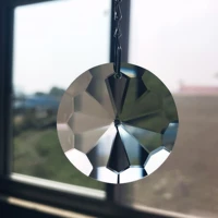 40mm round clear crystal prisms flower suncatcher pendants hanging for chandelier parts diy transparent crystal prism