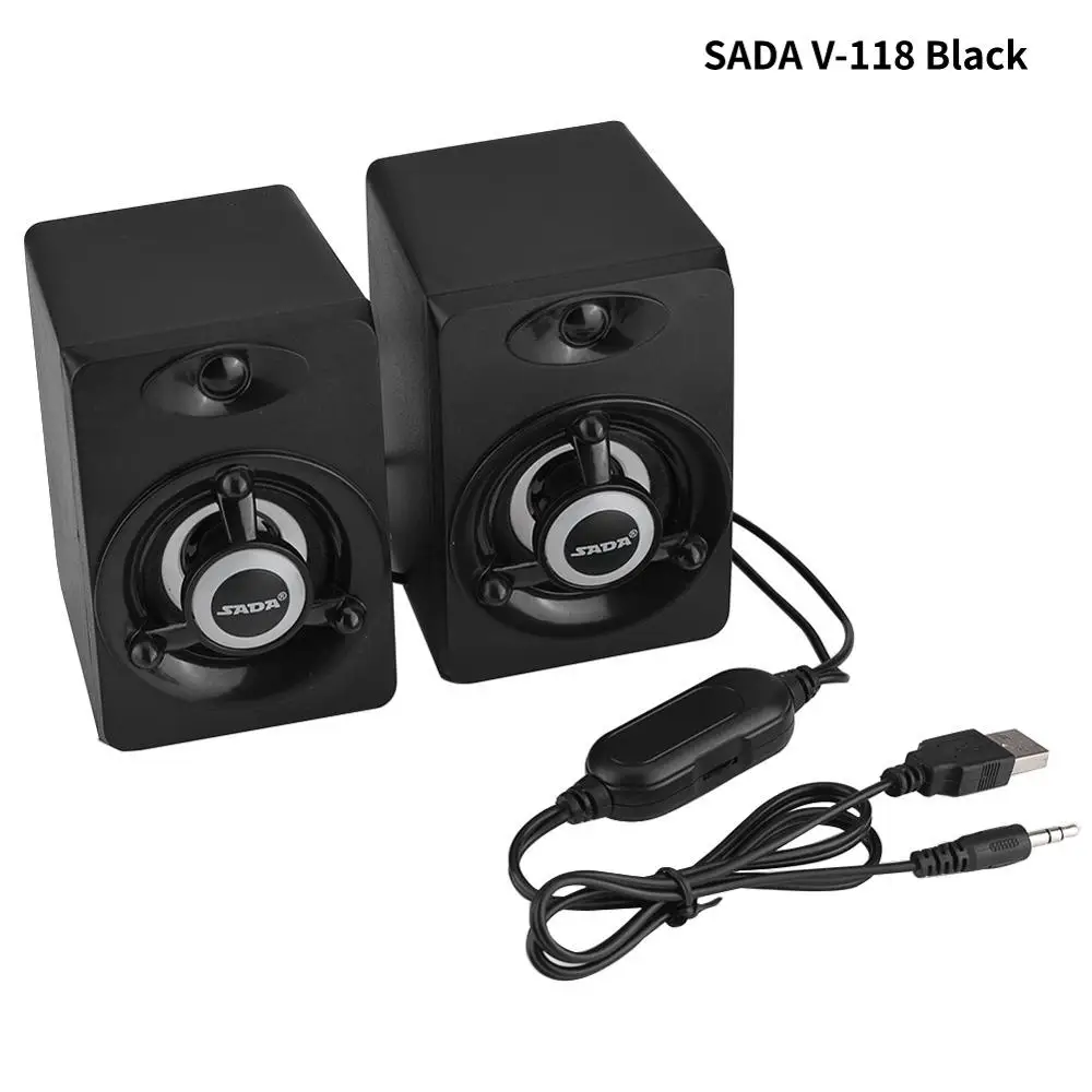 V-118 Black SADA V-196 Настольный сабвуфер динамик 3D объемный стерео бас USB компьютерный динамик Саундбар Громкий динамик для ноутбуков ПК телефонов - Цвет: V-118 Black