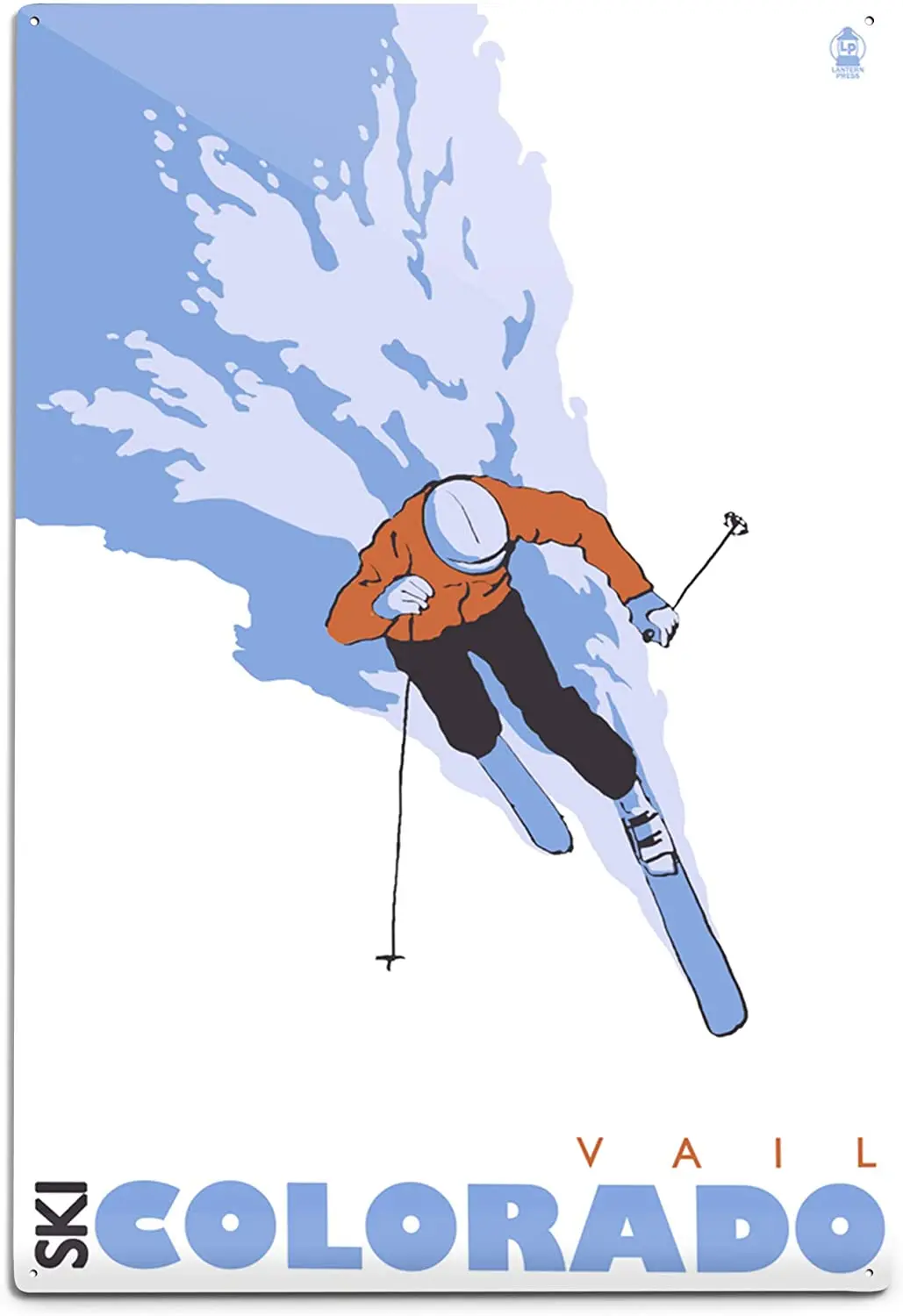 

Фонарь-пресс стилизованный Skier - Vail, CO 24339 (6x 9 алюминиевый настенный знак, Настенный декор готов для подвешивания)