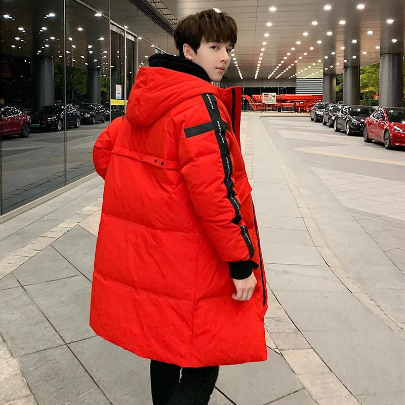 2021 Winter New Fashion Brand Down Jacket Men's Mid-length Couple Winter Wear White Duck Down Tooling Thickened Female Jacket