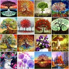 Алмазная 5D картина сделай сам с деревьями, полноформатная Круглая Мозаика из смолы, вышивка стразами, картина Стразы, домашний декор, подарки