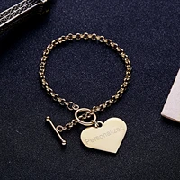 stainless steel heart pendant couple bracelet bangle picture letter name engraved custom bracelet for women men boy girl gift
