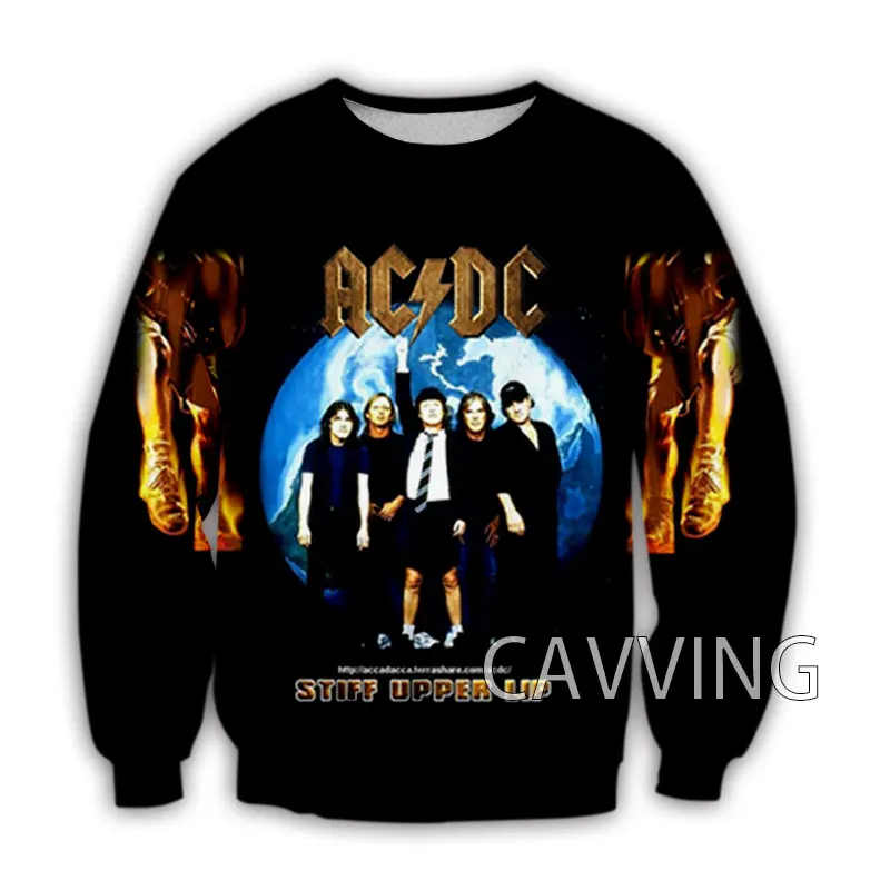 Свитшот для мужчин и женщин Модный свитшот с 3D-принтом рок-группы AC DC круглым