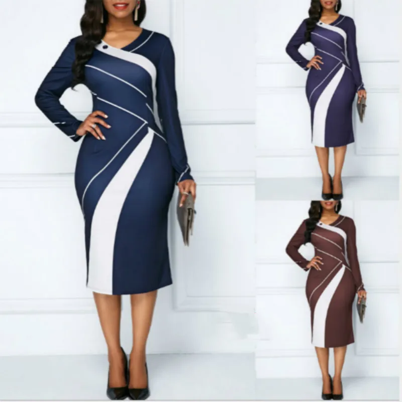 Женское платье в полоску 5XL разноцветное лоскутное с геометрическим принтом