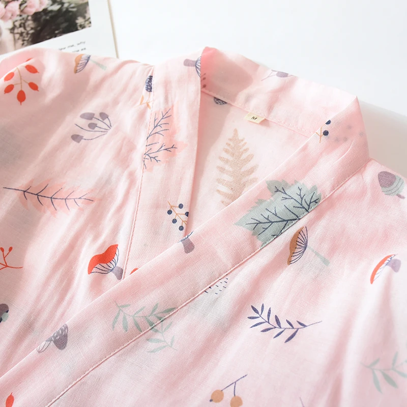 Халат женский из хлопка элегантная мягкая ночная рубашка оверсайз в японском