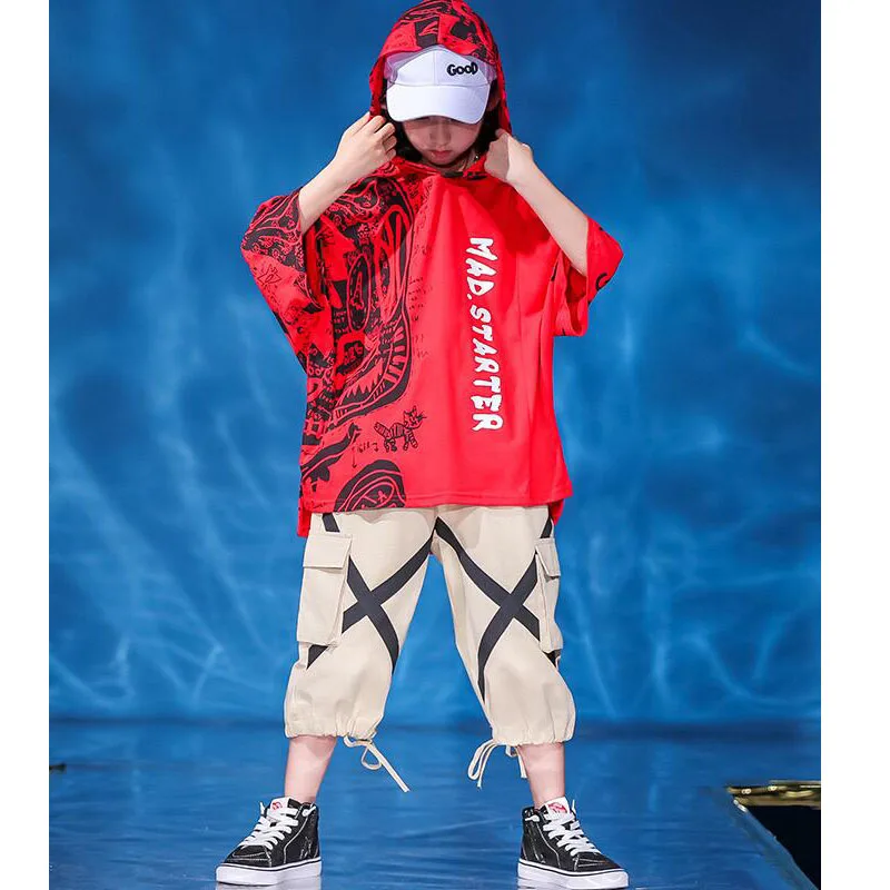 

Boys Girls Hip Hop Loose Clothing Jazz Dance Costumes Hoodie Tshirt Tops Jogger Pants Kids Ballroom competitions Dancing Outfits