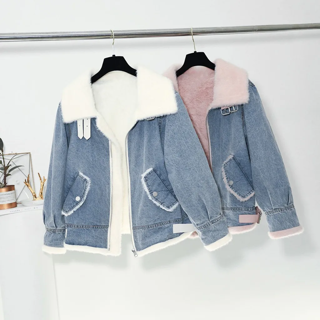 Верхняя одежда пальто модная женская зимняя Осенняя хлопковая Толстая джинсовая