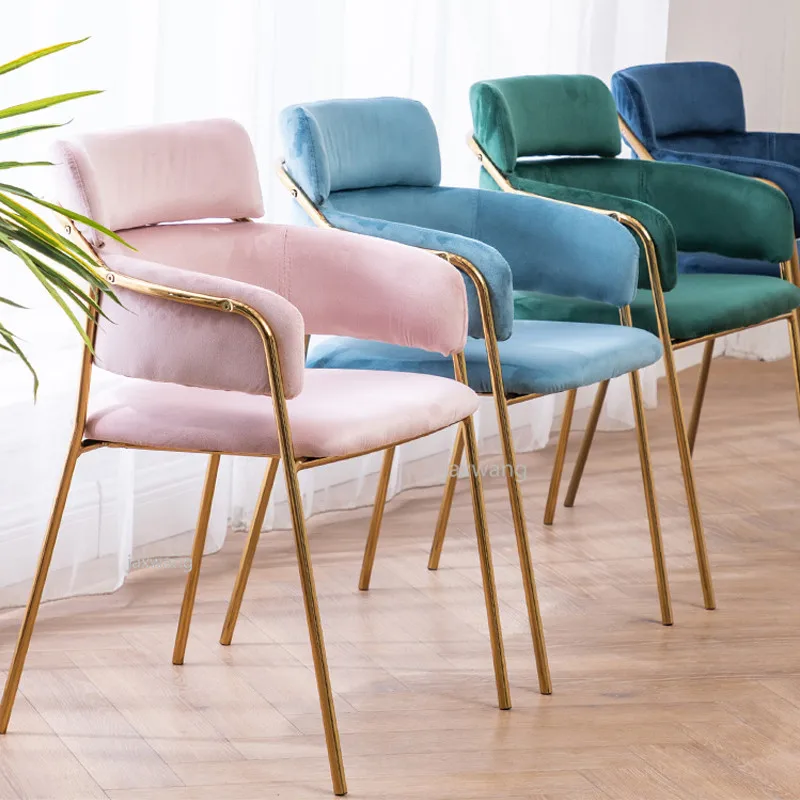 Модный Золотой Железный Металл Бархат Royals обеденный стул кофе гостиная сад