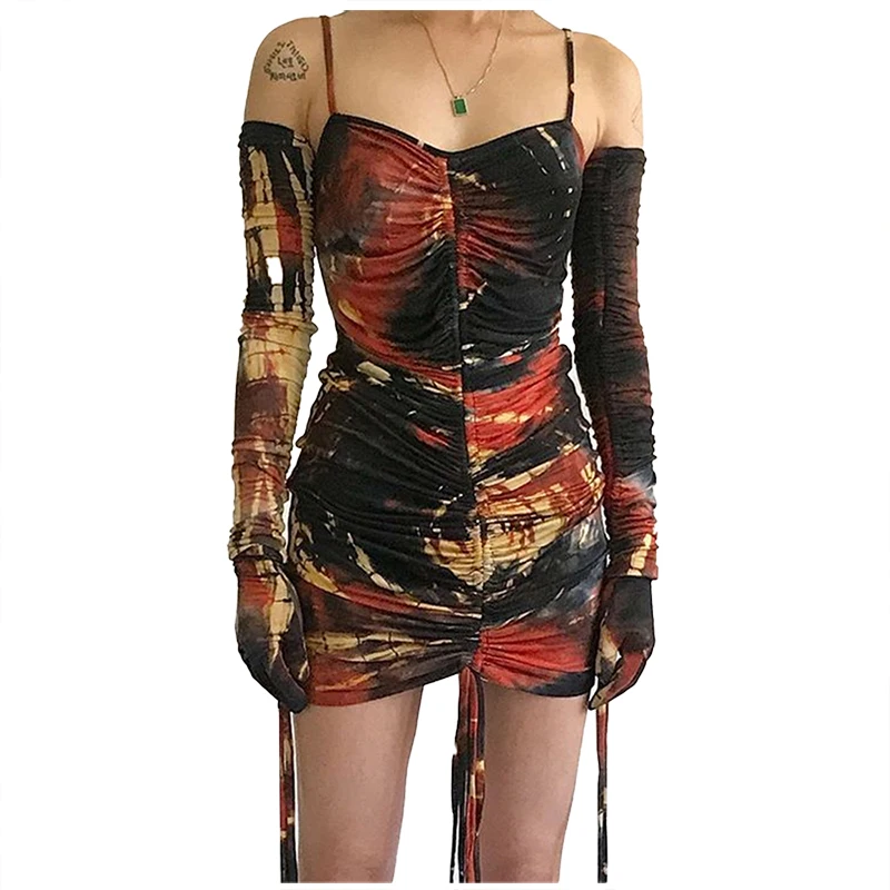 XLLAIS 2019 новое летнее платье в складку с длинными рукавами без бретелек на