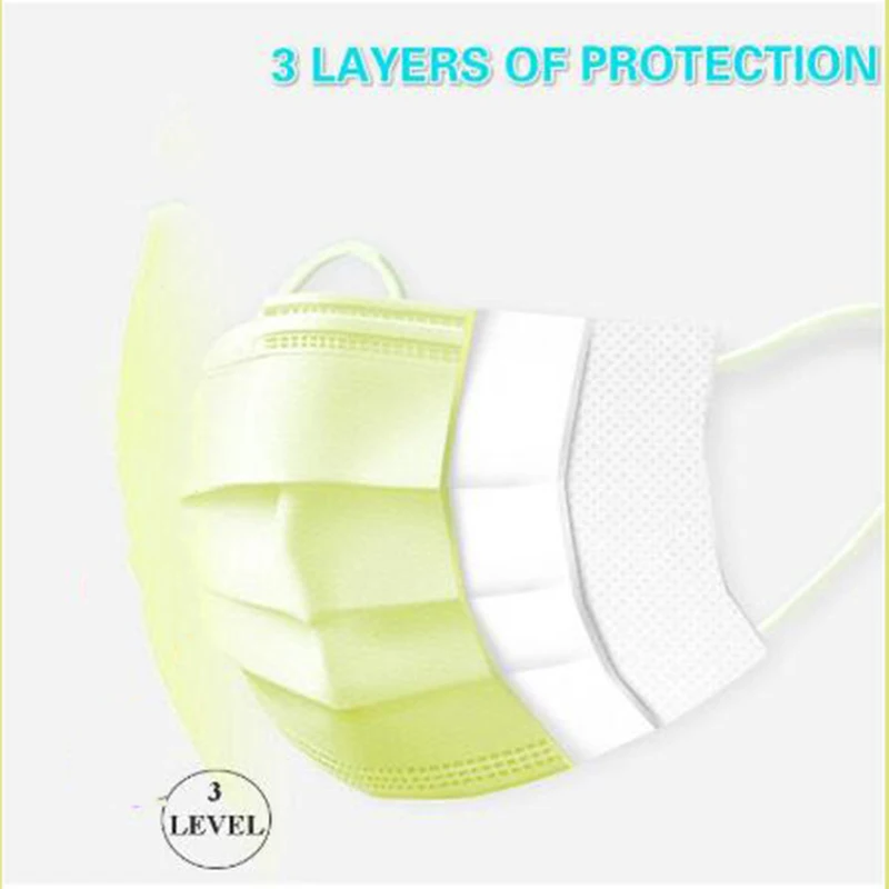 Маска одноразовая из нетканого материала для защиты лица 10-200 шт. | Аксессуары