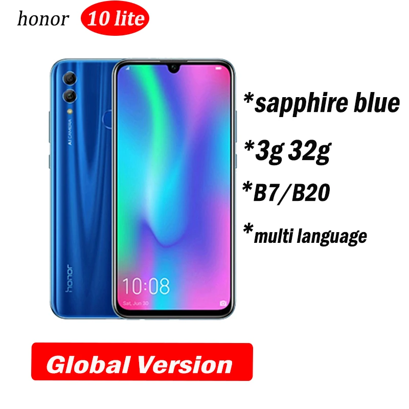3g32 sapphire blue v Honor 10 Lite honor 10 смартфон 6,21 дюймов 2340*1080 Восьмиядерный мобильный телефон 3 камеры отпечаток пальца - Цвет: 3g32 sapphire blue v