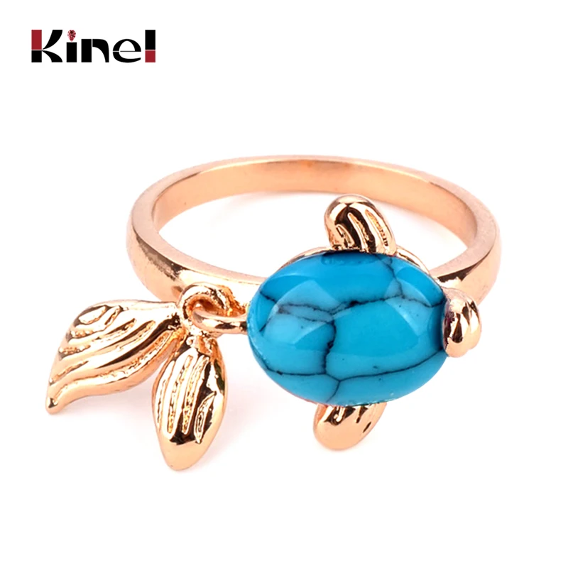 Женские винтажные кольца Kinel из натурального камня золотого цвета с золотой