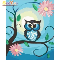 sdoyuno picture by numbers cartoon owl animal diy oil painting by numbers kits drawing canvas handpainted home decor gift crafts