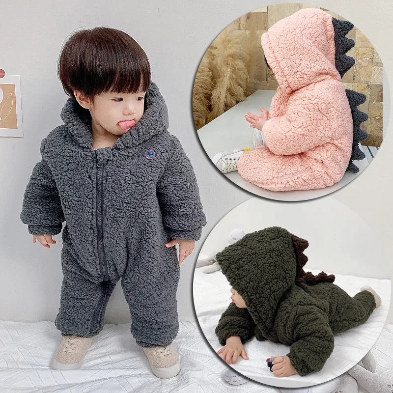 

LZH 2021 Autumn Winter dinosaur Bodysuit for newborns baby clothing for girls jumpsuit kids Romper for baby boys Crawl clotthes