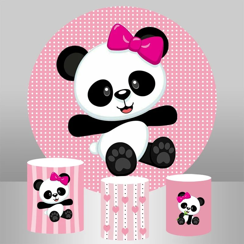 Sxy1900 с милой пандой день рождения фон baby shower круглый сцены сеттер Настенный декор