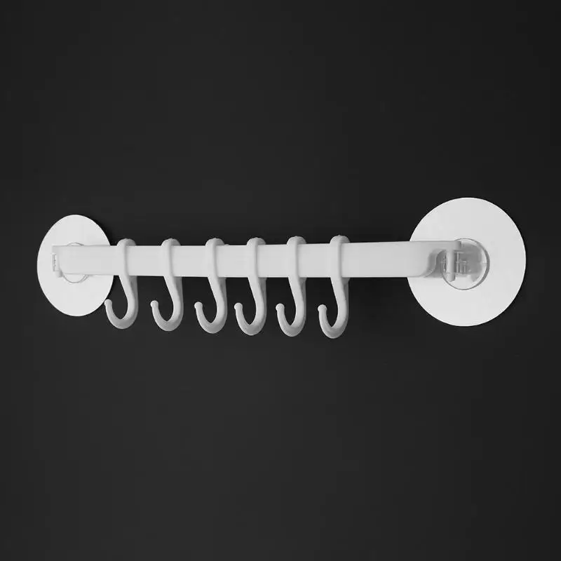 

3M Kitchen Cabinet Wall Cabinet Hook Bathroom Storage Strong Sticky 6 Hooks Up Wall Rails Towel Shelf Rack Free shipping