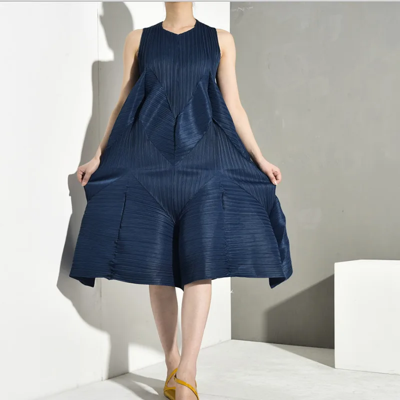 Женское винтажное плиссированное платье LANMREM Свободное длинное пуловер с