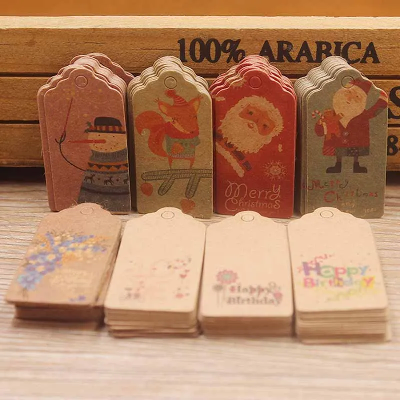 50 ярлыков ниток белого/коричневого цвета 2x4 см зубчатая бирка маленькая Красивая