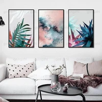 nordic color green plant abstract watercolor still life poster home decoration unframe waterproof ink printing art wall painting