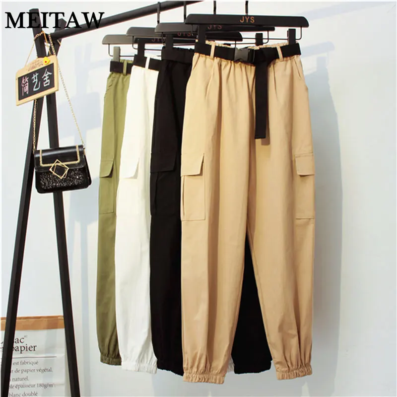 Осенние винтажные брюки карандаш в стиле хип хоп женские карго с эластичным