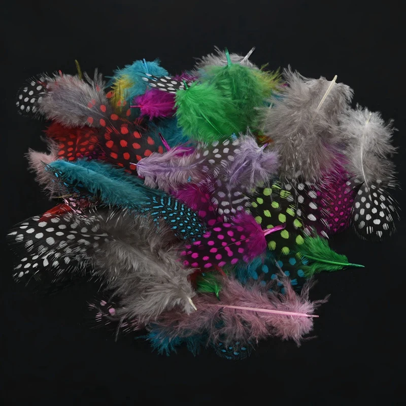 

50Pcs Mixed Color Simulation Feather with 16Pcs Christmas Bow with Bells Xmas Mini Bowknot Craft Gift