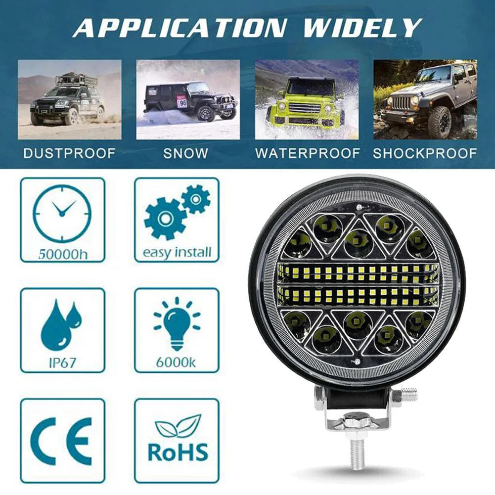 

2Pcs 4in Round Led Work Lights 13600LM LED Spot Flood Beam Driving Light Engineering Headlights Off-road LED Round Headlamp
