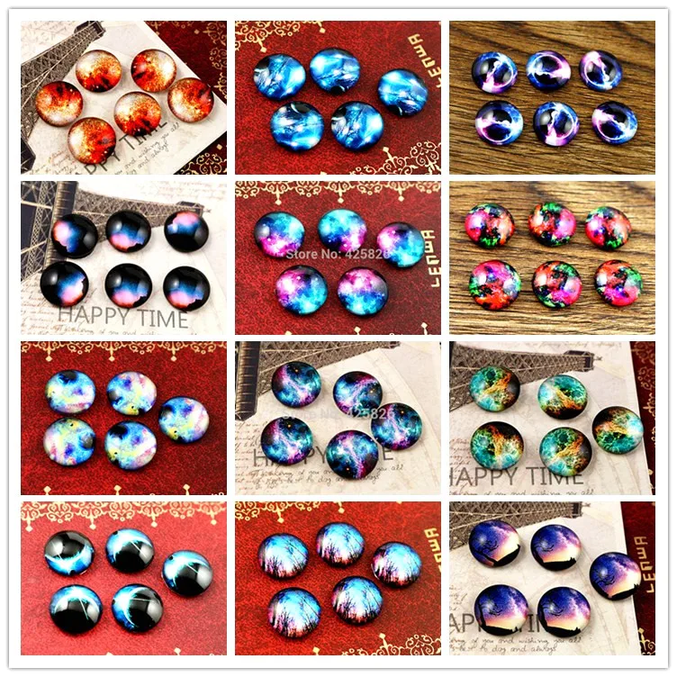 

Hot Sale 20pcs 12mm Handmade Photo Glass Cabochons (Nebula Style)