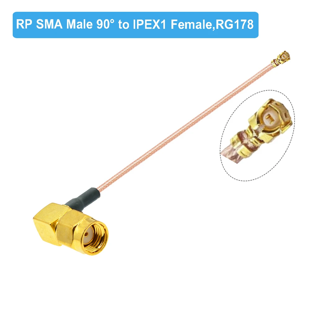 

10PCS/LOT Elbow RP-SMA / SMA Female Right Angle to u.FL/IPX/IPEX1 Female RG178 Pigtail RF Coaxial WIFI Antenna Extension Cable