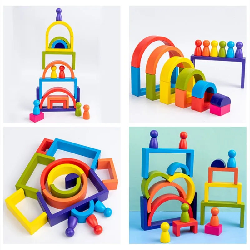 Деревянный Радужный блок натуральная деревянная игрушка Детский конструктор