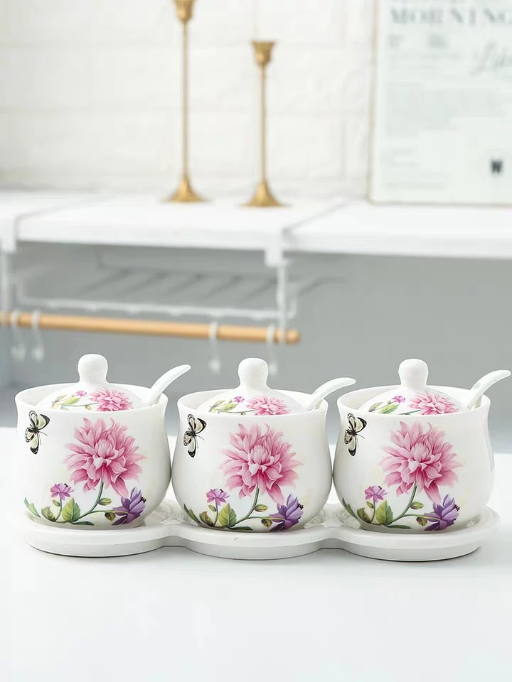 3 шт./компл. Керамические коробки для приправ Кухонный Контейнер традиционная