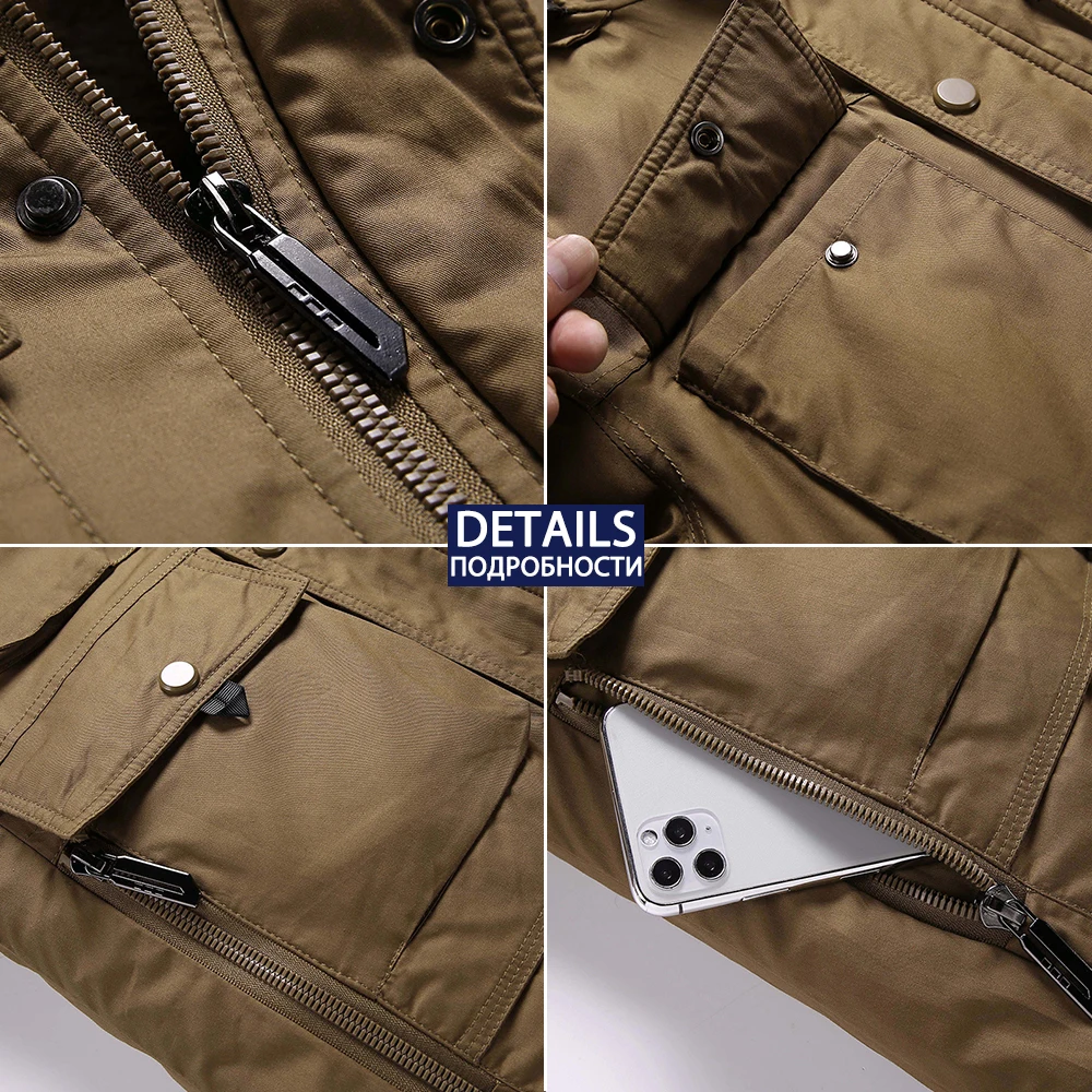 Мужские зимние куртки большого размера флисовые толстые теплые парки с