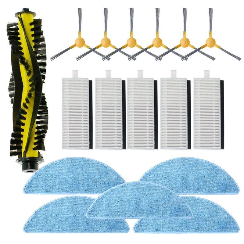 

17 PCS Vacuum Parts Replacement for Neatsvor X500 Robot Vacuum Cleaner Accessories Kit Main Brush Side Brush Filter Mop