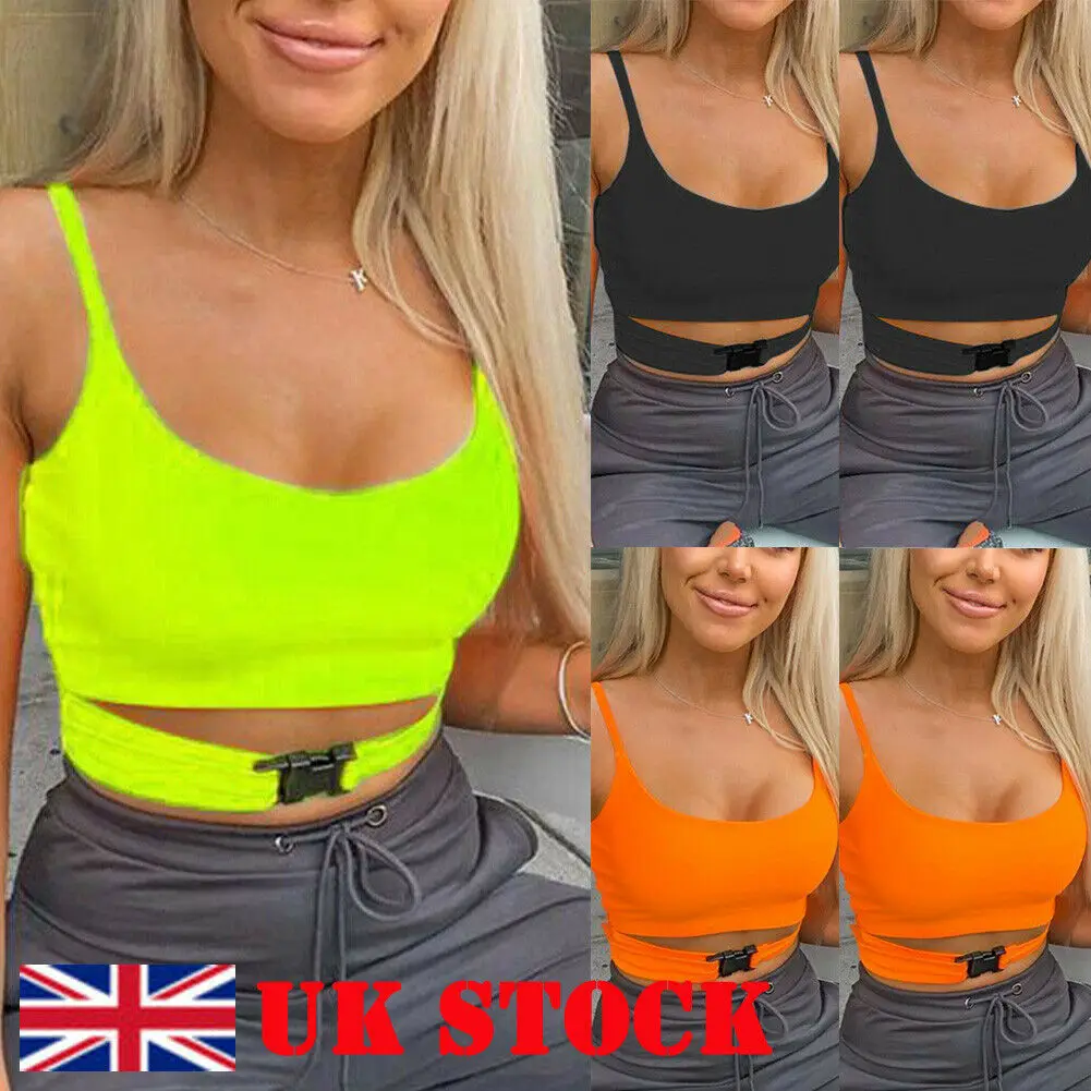 

2019 Sexy Women Ladies Casual Summer Sleeveless Tank Top Vest Sleeveless Crop Top Shirt Cami Clubwear Black Orange Green