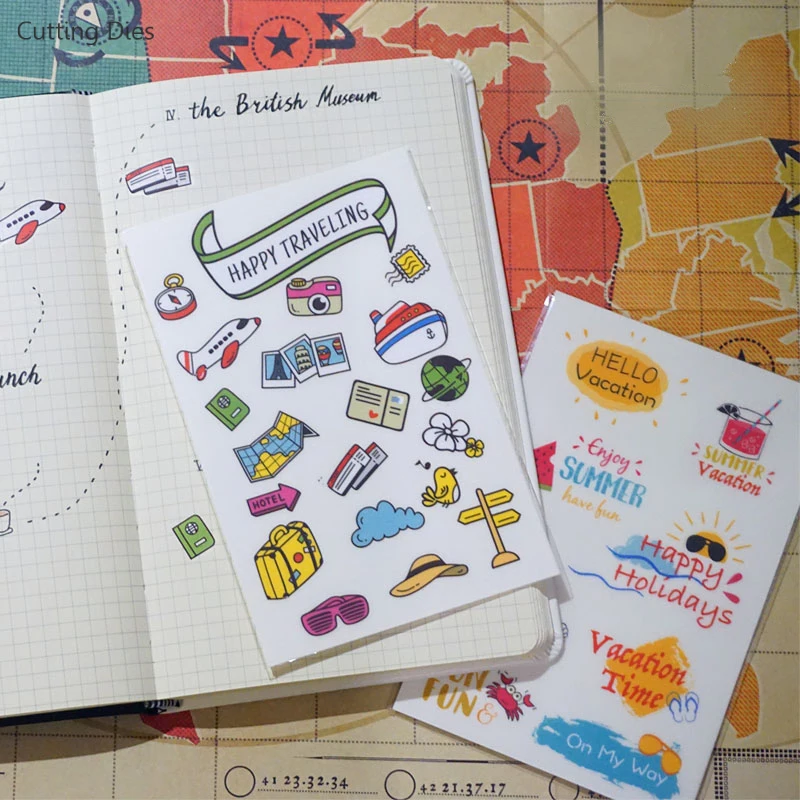 Мультяшные Переводные бумажные наклейки для путешествий послеобеденного чая