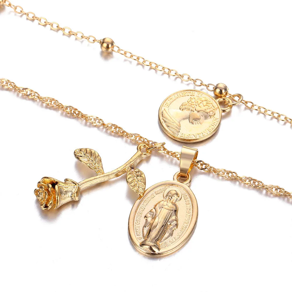 ZOVOLI бижутерия для женщин чокер цепь цепочки Роза монета портрет подвеска цепочка