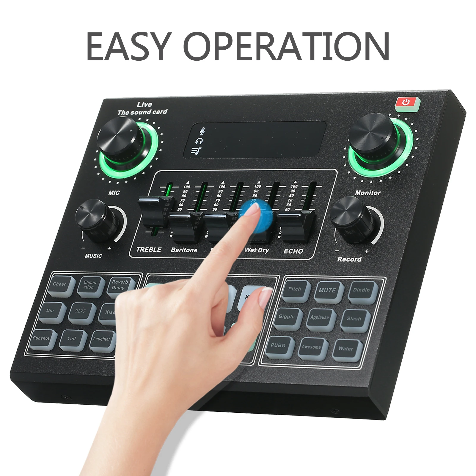 

V9 Live Sound Card BT Accompaniment Audio Mixer with Sound Effects Broadcasting Recording Network Singing on Phones Laptop