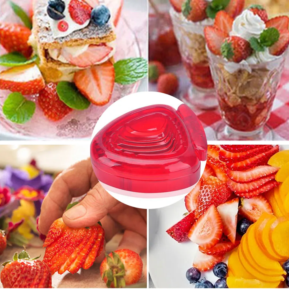 

Strawberry Slicer Fruit Dicer Plastic + Stainless Steel Material Durability Strawberry Cut Stainless Steel Slicer Kitchen Gadget