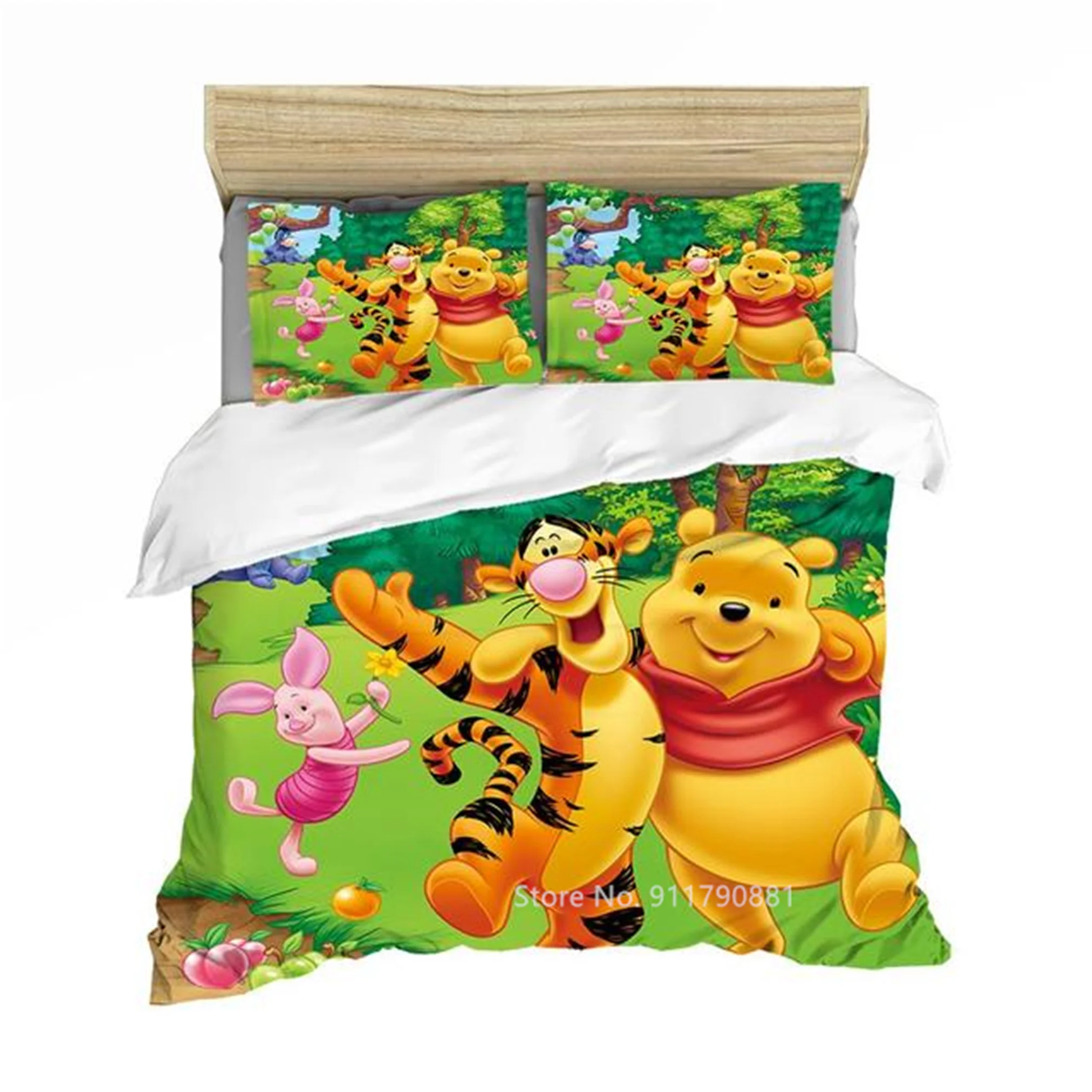 

Disney Little Bear Piggy Tigger Pattern Bedding Set Fashion Duvet Quilt Cover Pillowcase Boys & Girls Cartoon Bedroom Decor