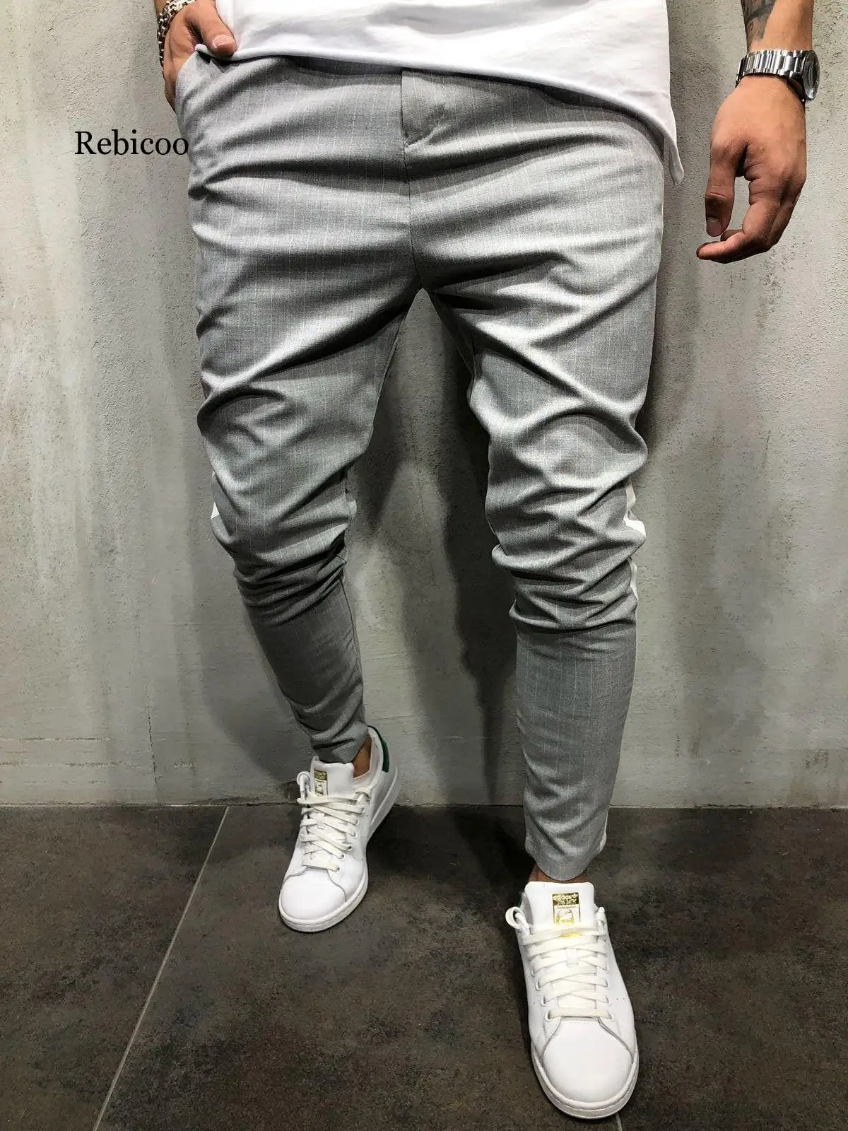 

Men's twill fashion jogging pants 2019 new striped urban straight casual pants Slim fitness trousers S-3XL