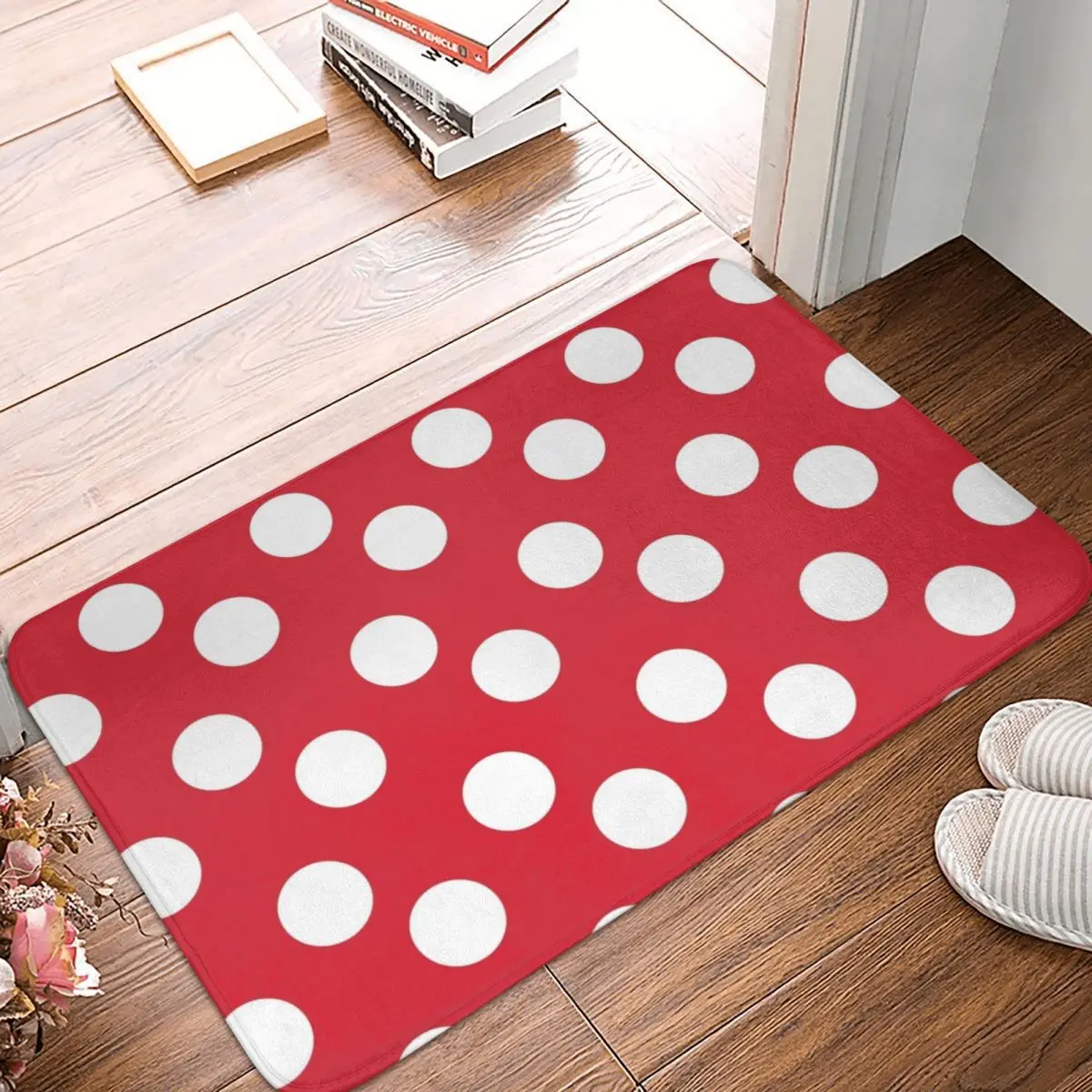 

Polka Polka Dots Doormat Carpet Mat Rug Polyester PVC Non-Slip Floor Decor Bath Bathroom Kitchen Living Room 40*60