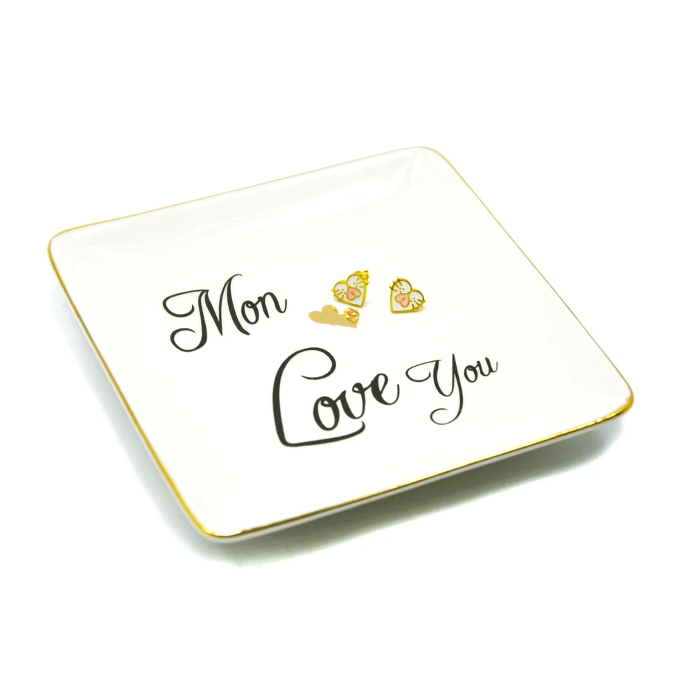 Тарелка кольцо с надписью Mom love you|Миски и тарелки| |