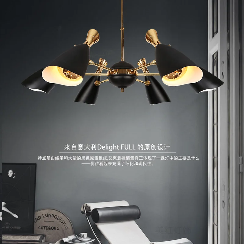 Скандинавский золотой черный светодиодный подвесной светильник стильный