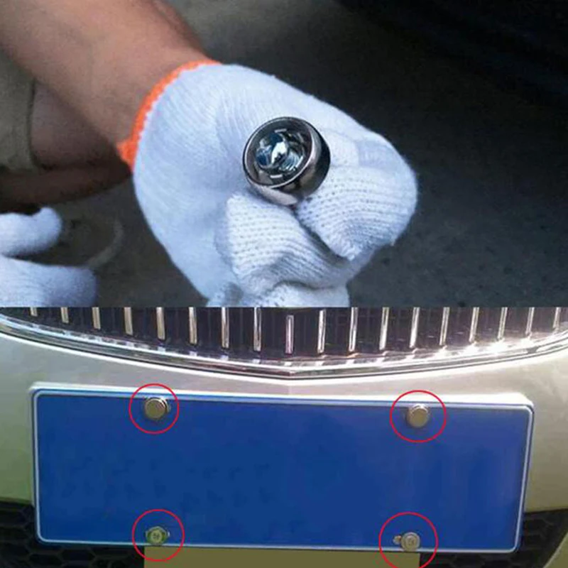 

4Pcs/Set Chrome Anti-theft Screws Car License Plate Bolts Frame Screws