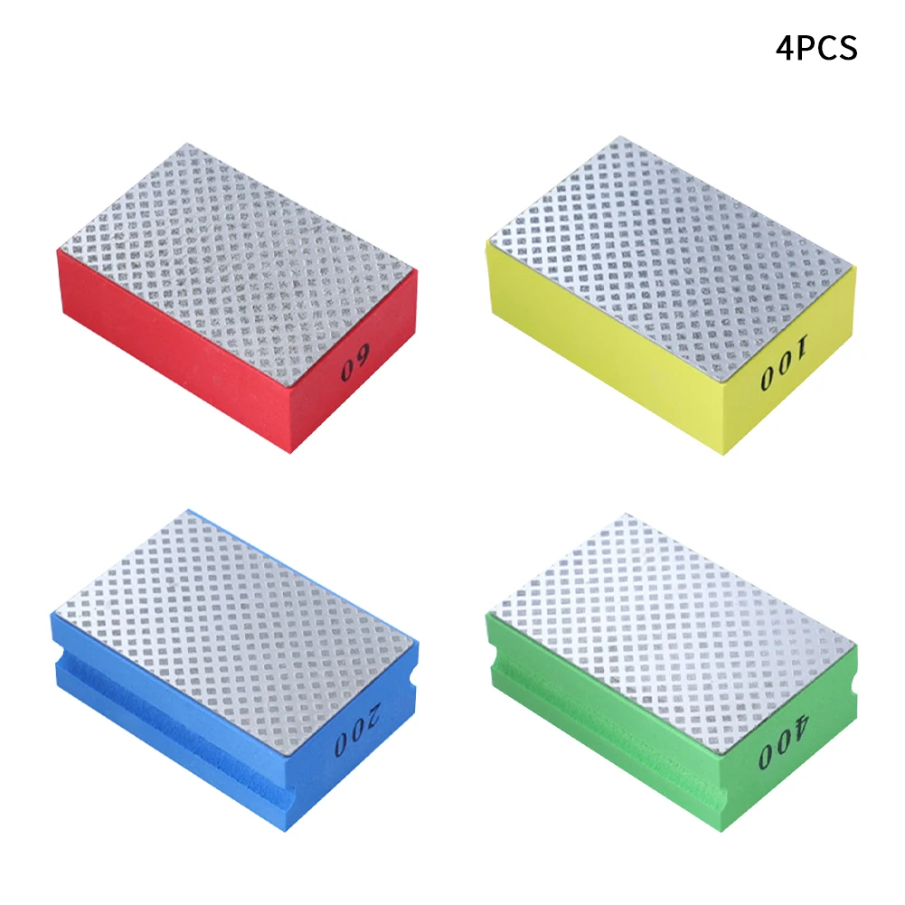 

4pcs Ceramic Tile Foam Backed Steel Diamond Hand Polishing Pad Abrasive Lightweight Portable Professional Glass Grinding Durable