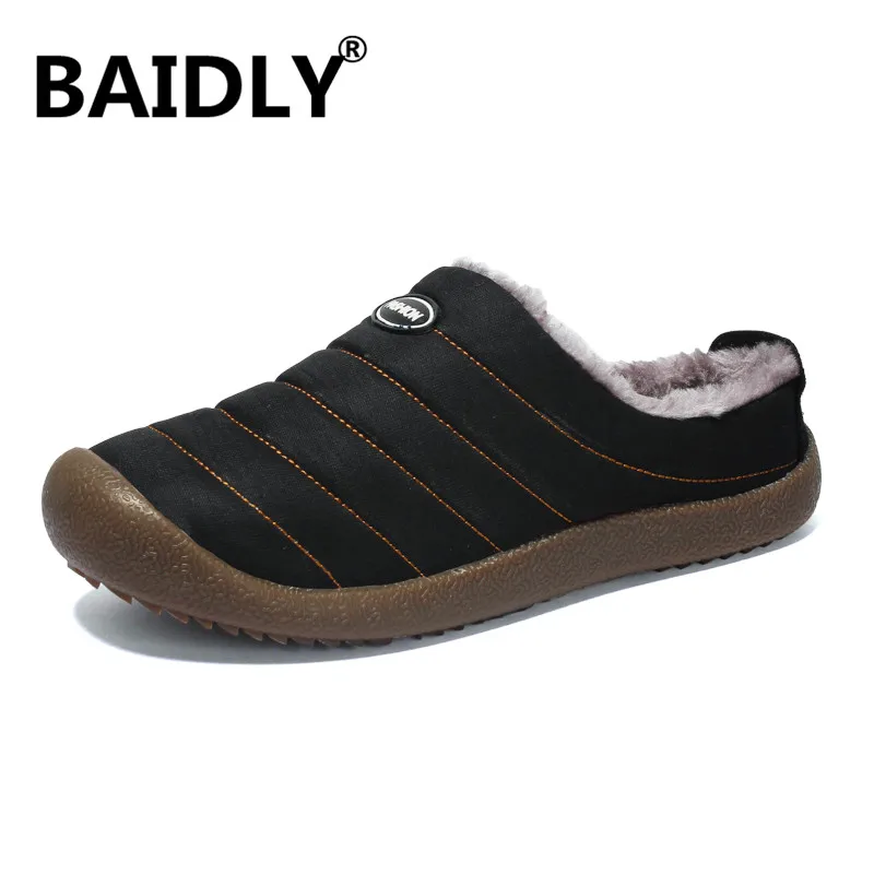 Мужская обувь с Плюшевым Мехом Зимние теплые домашние тапочки хлопковой