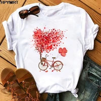t shirt women summer casual tshirts harajuku korean style graphic 2020 kawaii female t shirt bicycle balloon printed tops tees