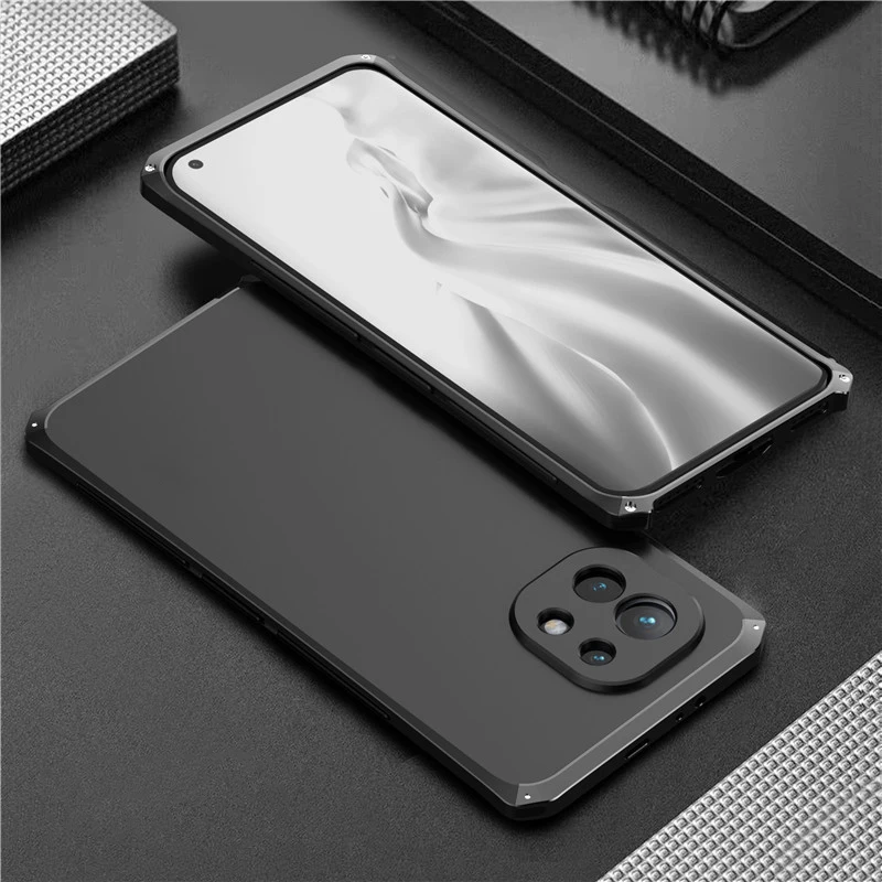 

Shockproof Phone Case For Xiaomi mi 11 mi11 lite case Aluminum Metal Bumper + Hard Plastic Back Cover for Xiaomi mi 11 lite case